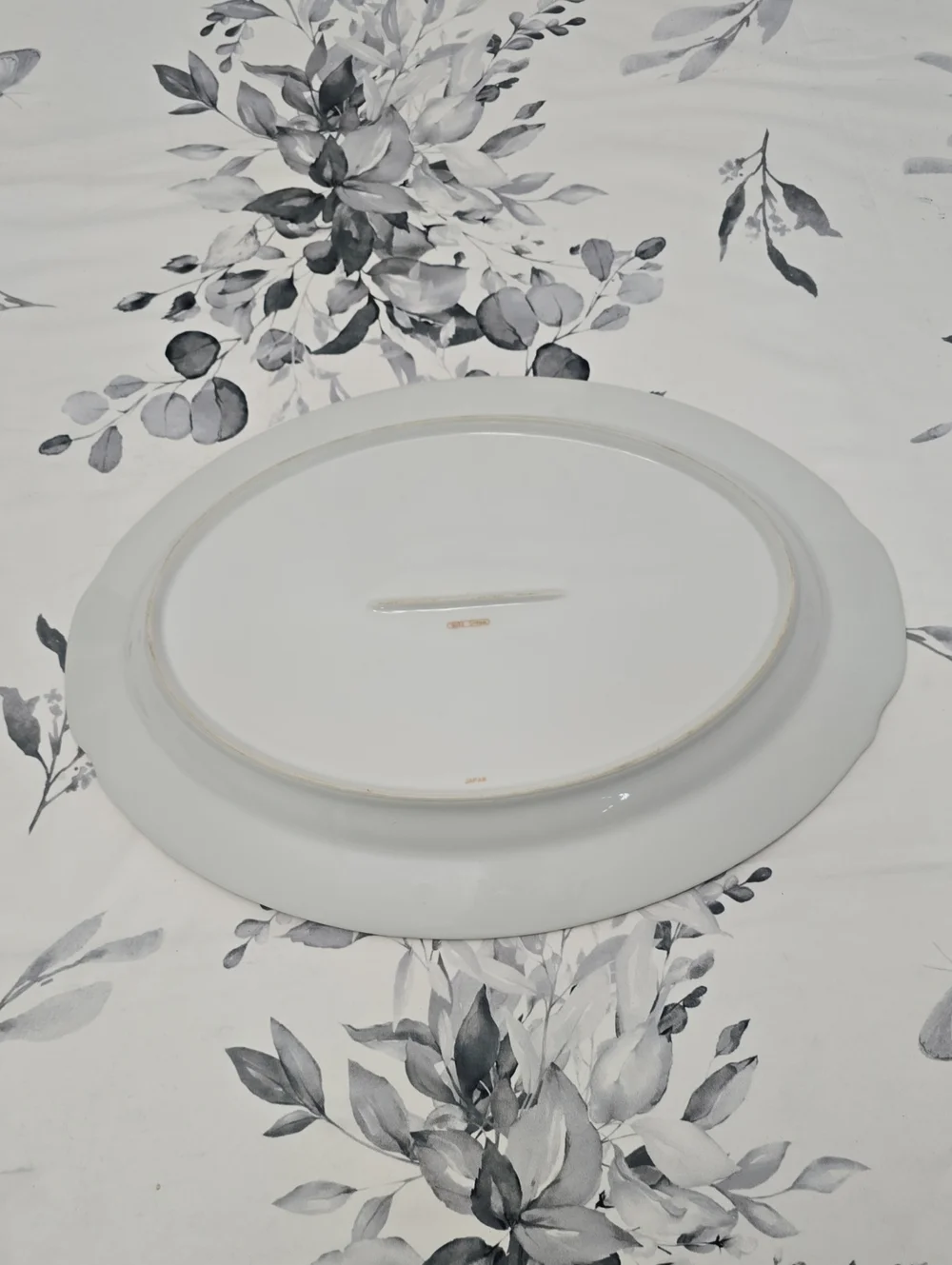 Vintage Wiss China Oval Serving Tray Porcelain Japan White Gold Floral Filigree